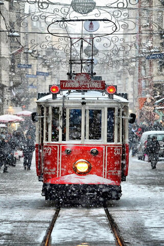Taksim Tram: A Winter Wonderland Journey 🚋❄️