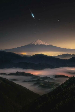 Celestial Serenity: Mt. Fuji Under the Stars 🌌🏔️