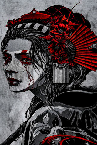 Crimson Elegance: The Enigmatic Geisha