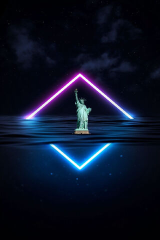Liberty's Neon Reflection 🌟