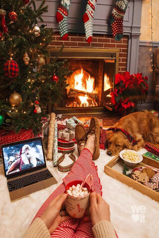 Cozy Holiday Vibes by the Fireplace 🎄🔥