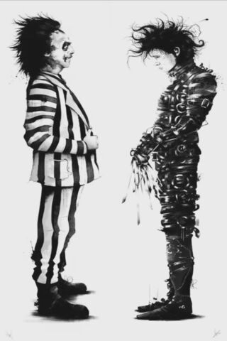 Beetlejuice Meets Edward: A Spooky Encounter! 🎃✂️