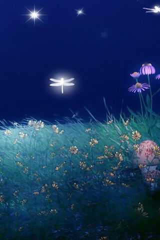Enchanted Night: The Luminescent Dance of the Dragonfly ✨🦋