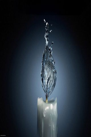 Fond d'écran de bougie de glace 3D avec flamme d'eau