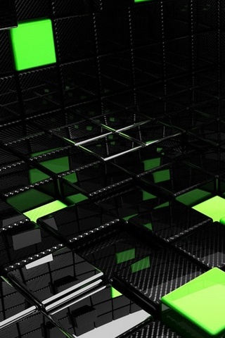Green And Black Cubes - IPhone5