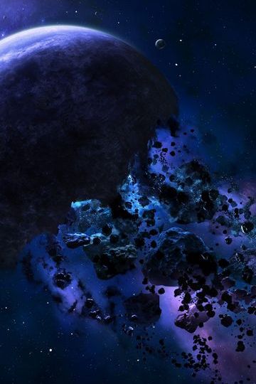 Space Asteroids Blue Light