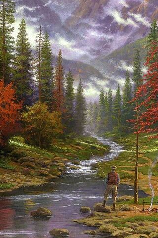 Tranquil Waters: A Fisherman's Retreat 🎣🌲