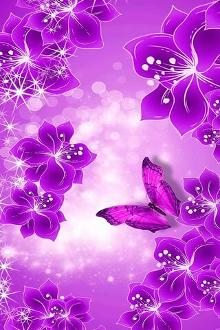 Vibrant Elegance: A Dance of Purple Blooms and Butterflies