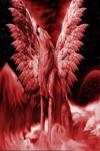 Fiery Ascendance: The Winged Wolf