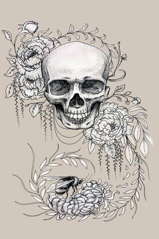 Skull Flowers Tattoo