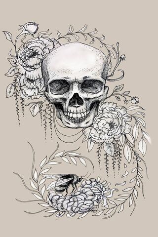 Skull Flowers Tattoo