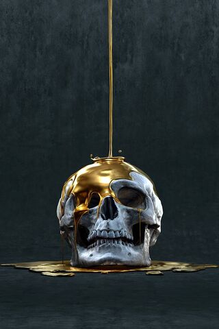 Golden Elegance: The Melting Skull