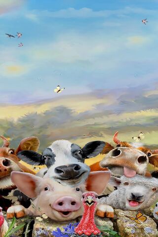 Barnyard Buddies: A Whimsical Selfie 🐄🐖
