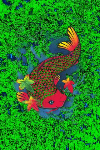 Vibrant Serenity: The Koi Carp's Dance 🐟🌿