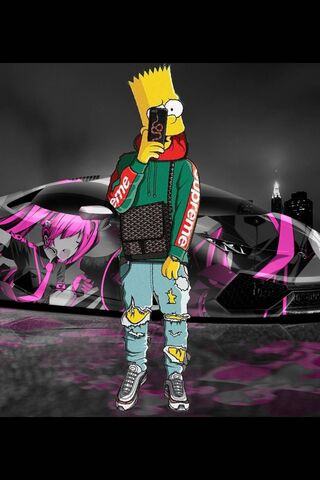 Download Supreme Bart Simpson Iphone Wallpaper