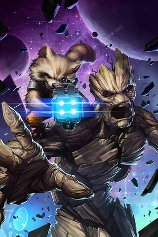 Cosmic Duo: Rocket and Groot's Galactic Adventure! 🚀🌌