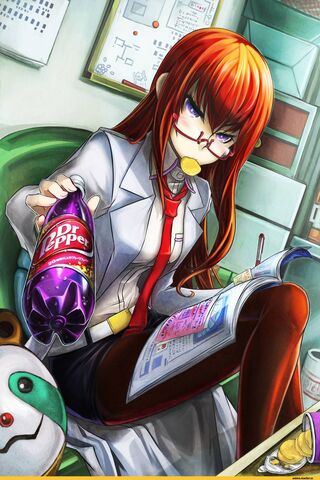 Sipping Science: Makise Kurisu's Refreshing Break! 🥤🔬