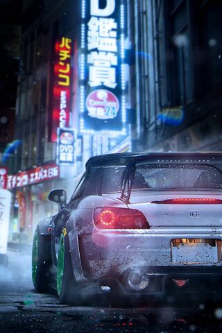 Night Drive: The Honda S2000 in Neon Lights