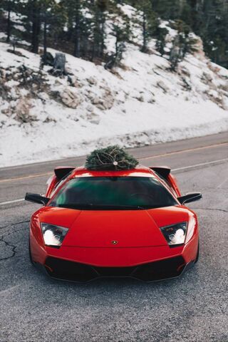 Holiday Spirit in a Red Murcielago 🎄🚗