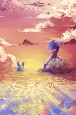 Serene Sunset: Lapras and Azumarill's Tranquil Adventure 🌅🐾