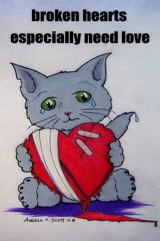 Broken Heart Emo Cat