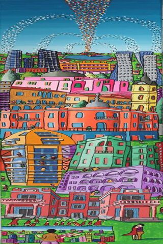 Whimsical Cityscape: A Naive Journey