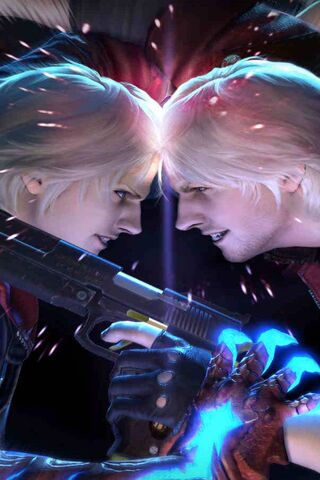 Wallpaper gun, pair, Lady, hunter, Dante, red coat, Dante, DMC 4 for mobile  and desktop, section игры, resolution 1920x1080 - download