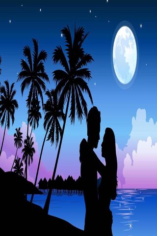 Moonlit Embrace in Paradise 🌙❤️