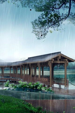 Whispers of Serenity: The Rainy Bridge