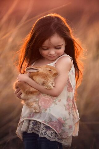 Whispers of Spring: A Girl and Her Bunny 🐰🌸