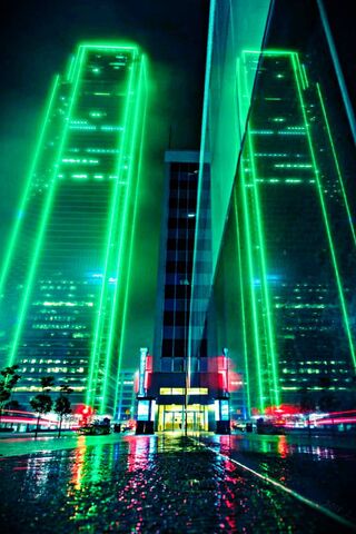 Luminous Towers: A Night in Neon