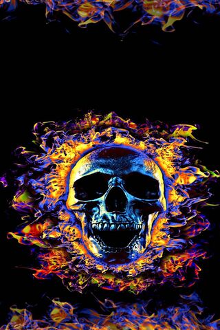 Inferno's Embrace: The Flaming Skull