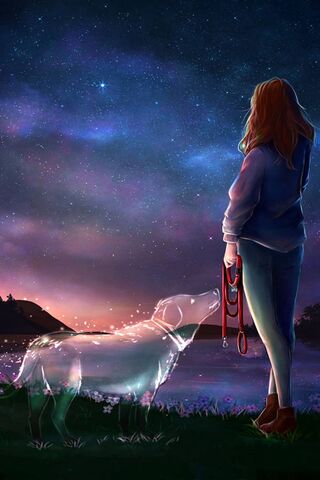 Fantasy Girl and Dog