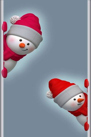 Cheerful Snowmen Peekin..