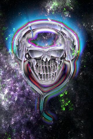 Neon Music Skull