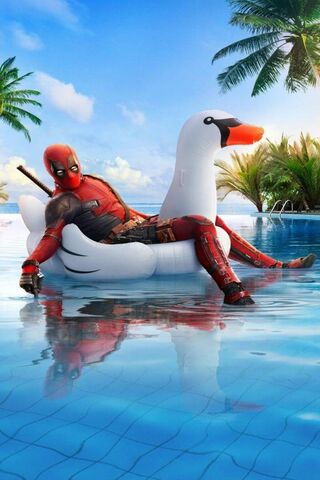 Deadpool's Poolside Chill 🦢☀️
