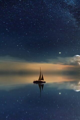 Celestial Serenity: A Night on the Water 🌌⛵