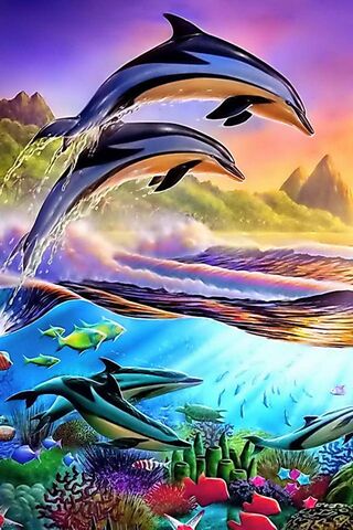 Dolphins in a Vibrant O..