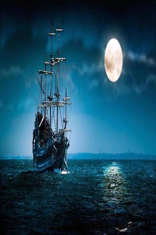 Moonlit Voyage of the Old Sailing Ship 🌙⛵