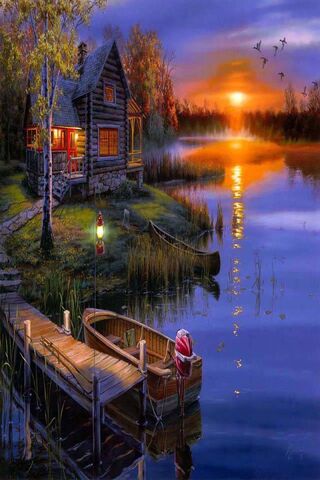 Serenity at Dusk: The Night Lake Escape