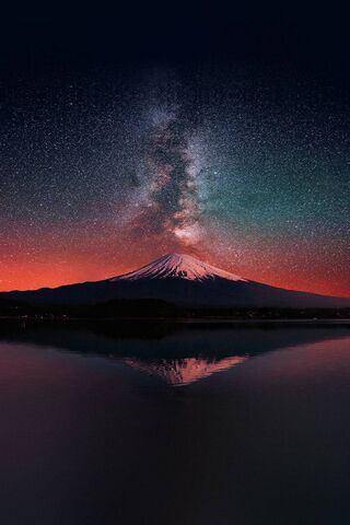 Celestial Serenity: Mount Fuji Under the Stars 🌌🏔️