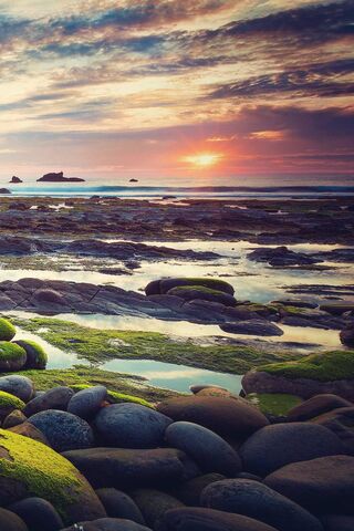 Serenity at Sunset: The Rocky Coastline