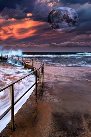 Moonlit Serenity: A Winter's Embrace at the Beach 🌊🌙