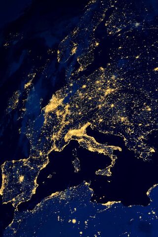 Europe Illuminated: A Nighttime View of the Continent 🌍✨