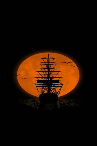Sailing Under the Orange Glow 🌕⛵