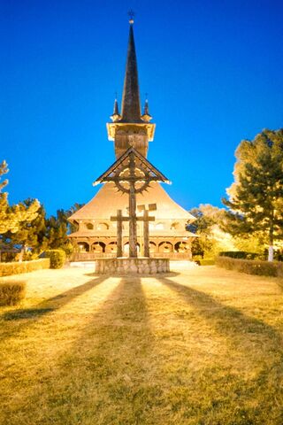 Serenity at Dusk: A Church Illuminated
