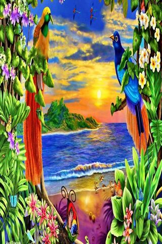 Tropical Symphony: A Dance of Colors 🌺🦜