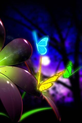 Papillons au néon
