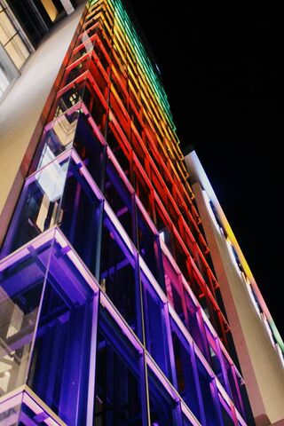 A Colorful Night at the Rainbow Building 🌈✨