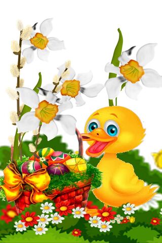 Springtime Joy: A Cheerful Duckling's Easter Celebration! 🐣🌼